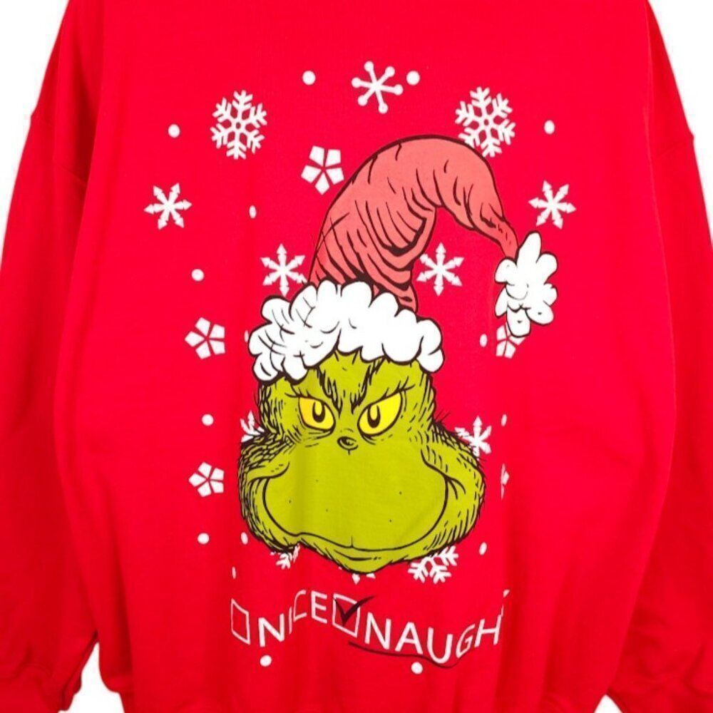 The Grinch Christmas Sweatshirt Mens Size 2XL Red Nice Naughty Holiday Dr Seuss